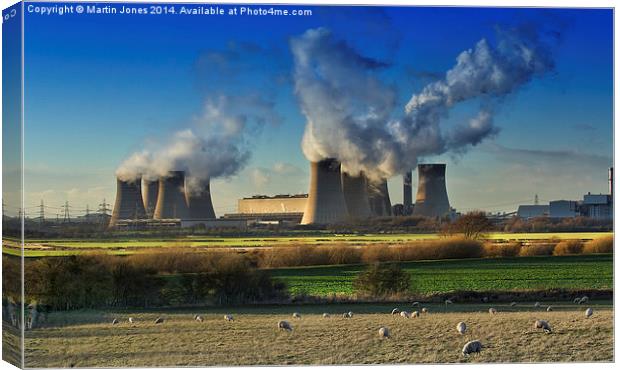  Over the Trent to West Burton Power Station Canvas Print by K7 Photography