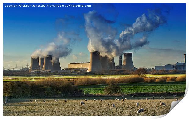  Over the Trent to West Burton Power Station Print by K7 Photography