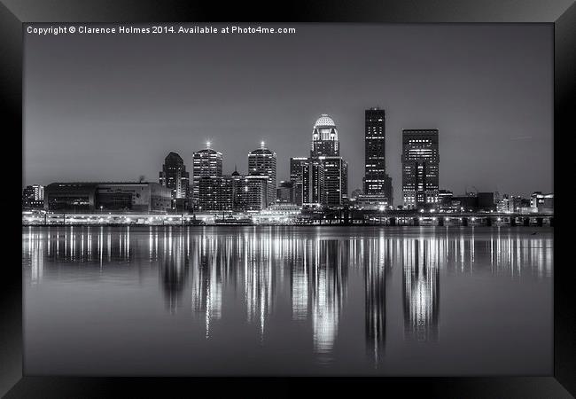 Louisville Skyline Morning Twilight II Framed Print by Clarence Holmes