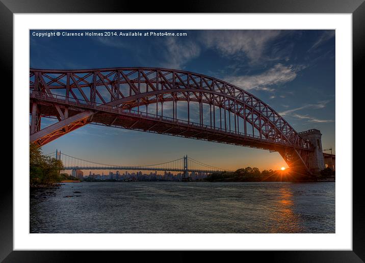 New York City Hell Gate Bridges Sunset I Framed Mounted Print by Clarence Holmes
