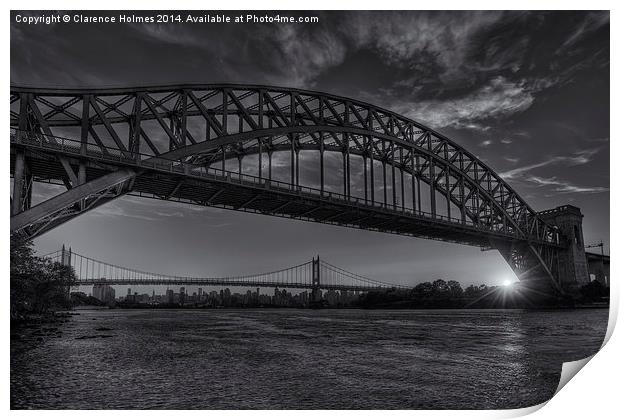 New York City Hell Gate Bridges Sunset II Print by Clarence Holmes