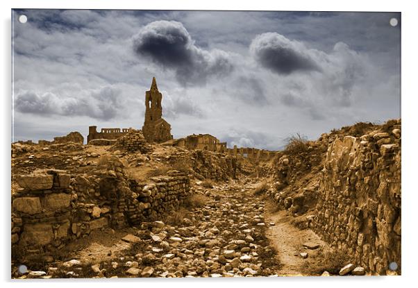 Belchite ruins. Spain Acrylic by Josep M Peñalver