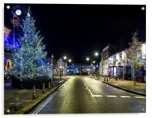 High Street at Christmas, Hungerford, Berkshire, E Acrylic by Mark Llewellyn