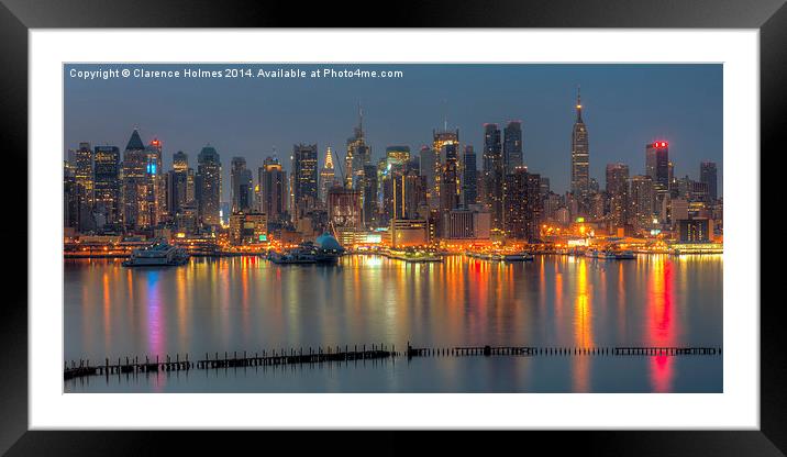 New York City Skyline Morning Twilight XII Framed Mounted Print by Clarence Holmes