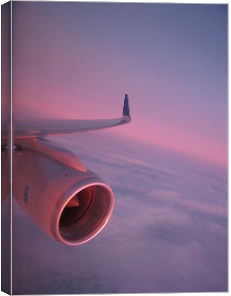 Wing of 757 Bristol to New York at sunsrise Canvas Print by Jonathan Evans