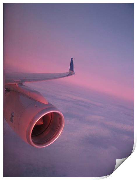 Wing of 757 Bristol to New York at sunsrise Print by Jonathan Evans