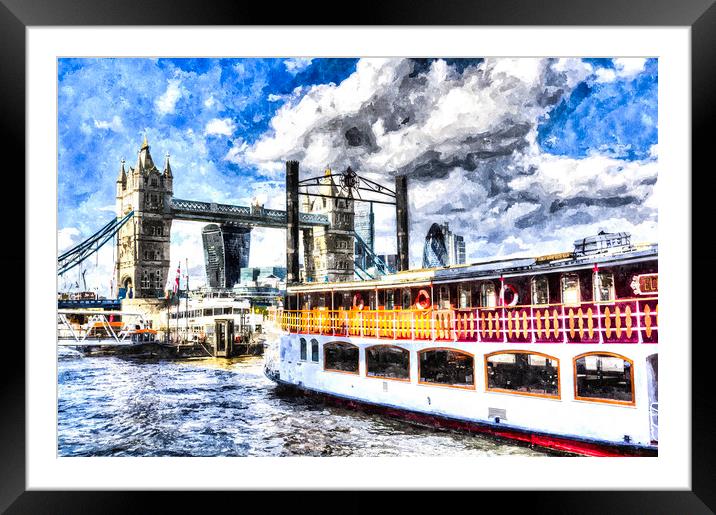 Tower Bridge and the Elizabethan Framed Mounted Print by David Pyatt