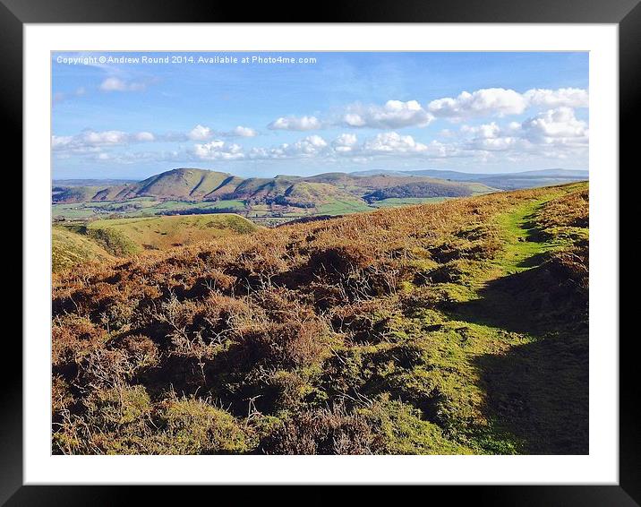  Caer Caradoc from Long Mynd Framed Mounted Print by Andrew Round