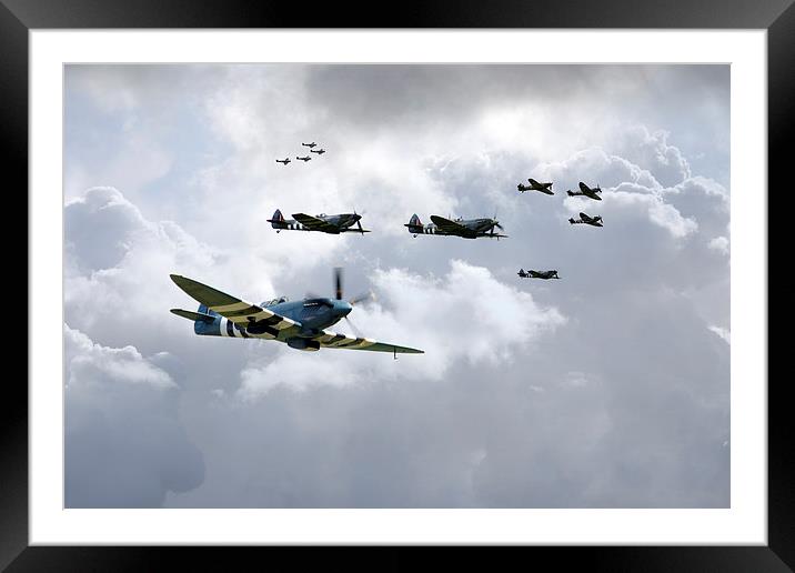 Spitfire Gathering  Framed Mounted Print by J Biggadike