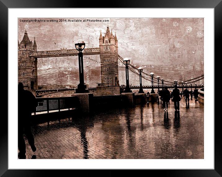  Tower Bridge on a rainy day Framed Mounted Print by sylvia scotting