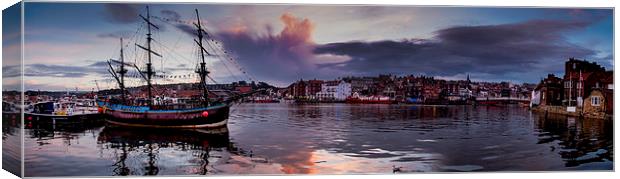  Whitby Town Panoramic Canvas Print by Dave Hudspeth Landscape Photography