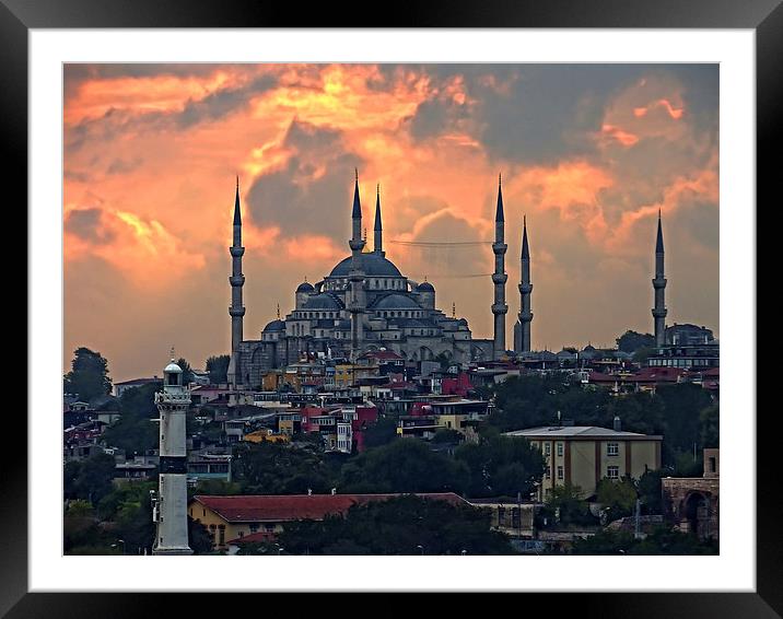The Blue Mosque, Istanbul Framed Mounted Print by Tom Gomez