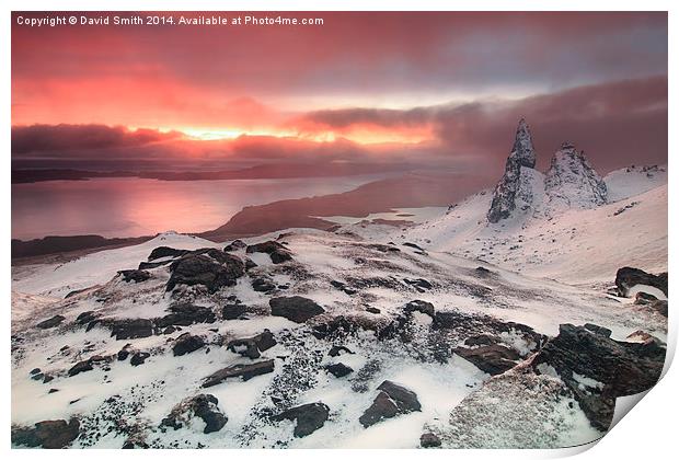 Sunrise at the old man of Storr Print by David Smith