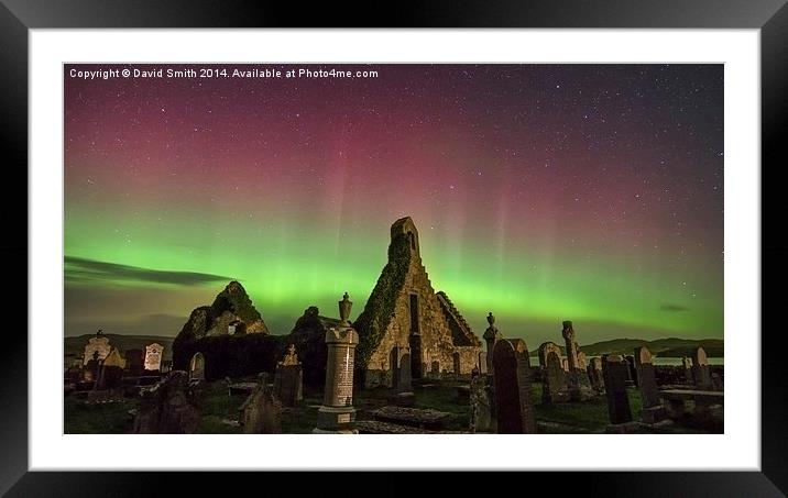  Aurora over ruined church, Durness Framed Mounted Print by David Smith