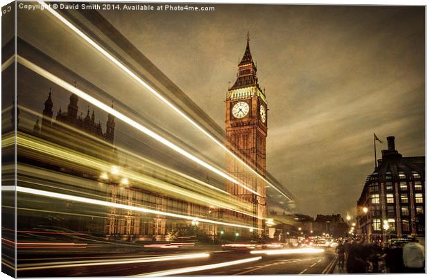 Houses of Parliament at night, London.  Canvas Print by David Smith
