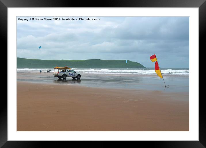  Woolacombe  Lifeguards Devon Framed Mounted Print by Diana Mower