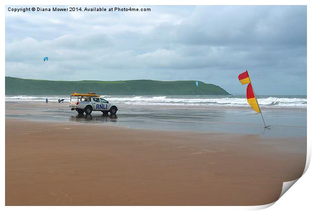  Woolacombe  Lifeguards Devon Print by Diana Mower