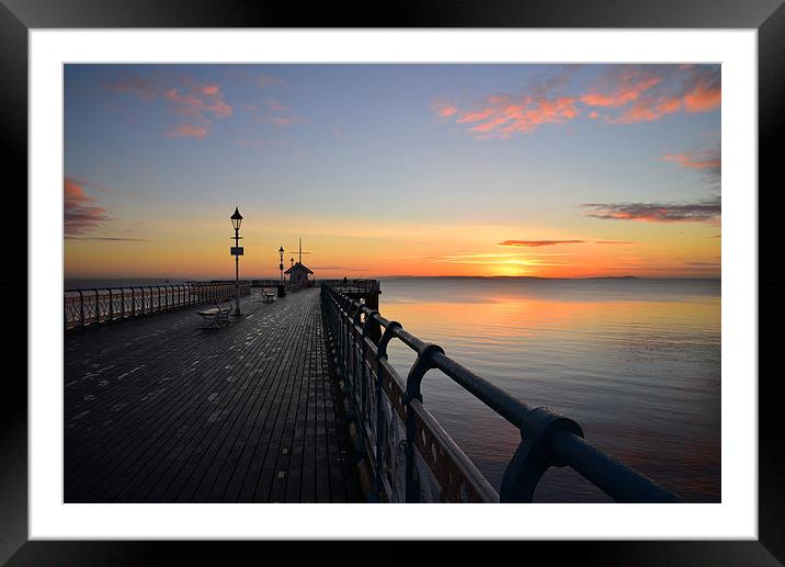 Penarth Pier in vale of Glamorgan sunrise over the Framed Mounted Print by Jonathan Evans