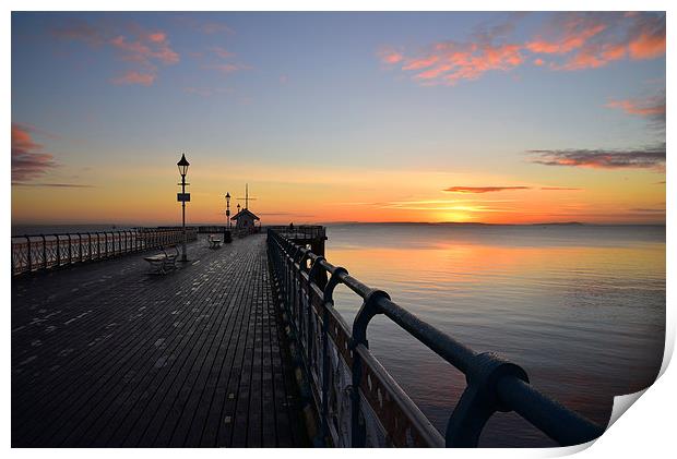 Penarth Pier in vale of Glamorgan sunrise over the Print by Jonathan Evans