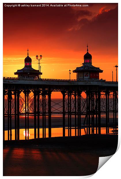  Blackpool Sunset Print by ashley barnard