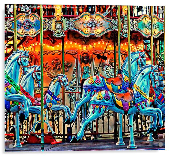 Carousel Horses Acrylic by Mike Marsden