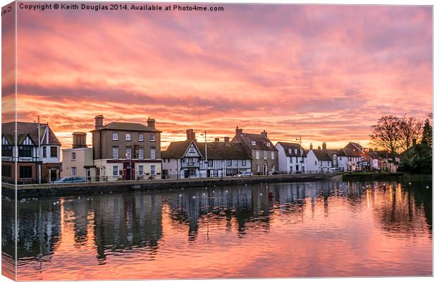 Sunrise on the Causeway, Godmanchester Canvas Print by Keith Douglas