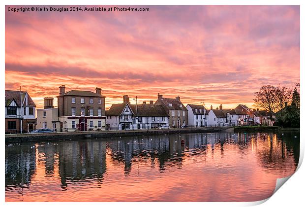 Sunrise on the Causeway, Godmanchester Print by Keith Douglas