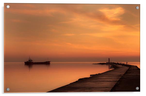  Pier at sunset! Acrylic by Inguna Plume