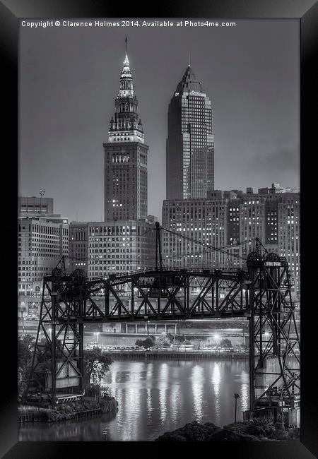 Cleveland Skyline II Framed Print by Clarence Holmes