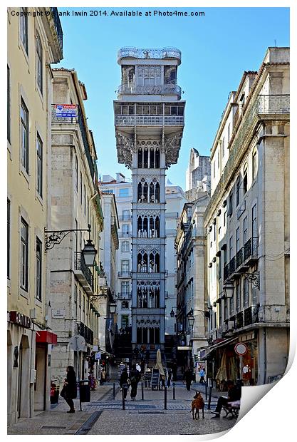  Lisbon, Elevator de Santa Justa Print by Frank Irwin