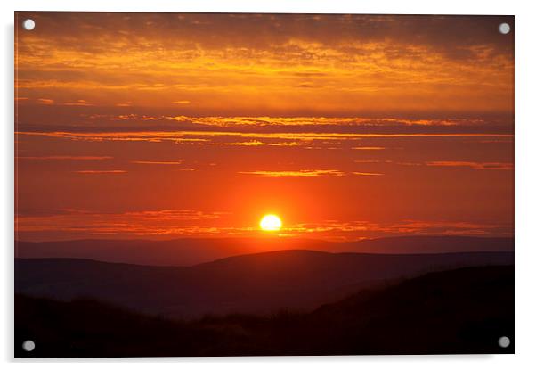  Deep orange sunset in the High Peak Acrylic by Andrew Kearton