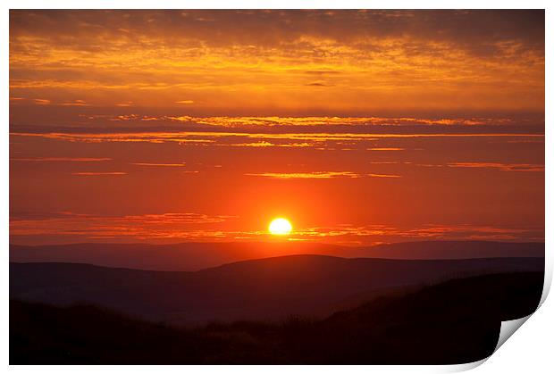  Deep orange sunset in the High Peak Print by Andrew Kearton
