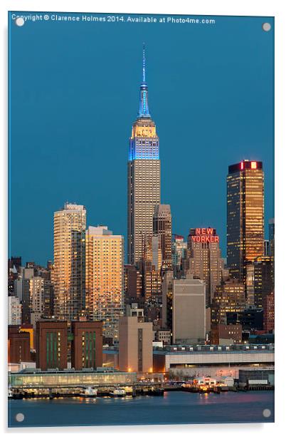 Empire State Building at Twilight III Acrylic by Clarence Holmes