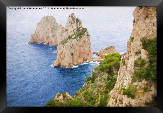 Faraglioni rocks on Capri Framed Print by Julie Woodhouse