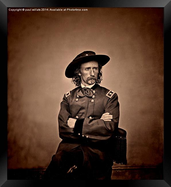 COLONEL GEORGE ARMSTRONG CUSTER Framed Print by paul willats