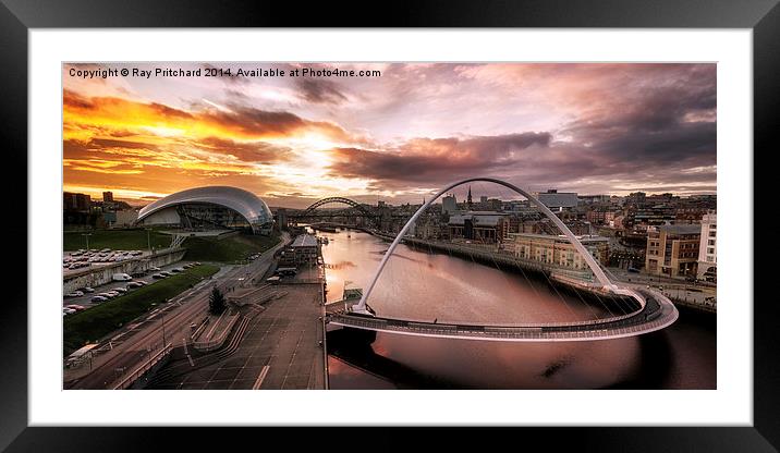  Panorama of Gateshead and Newcastle Framed Mounted Print by Ray Pritchard