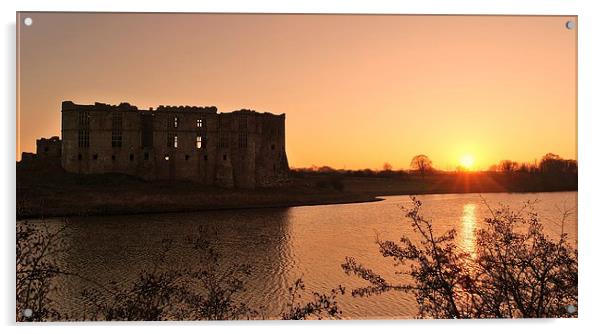  Sunset over Carew Castle Acrylic by Mandy Llewellyn