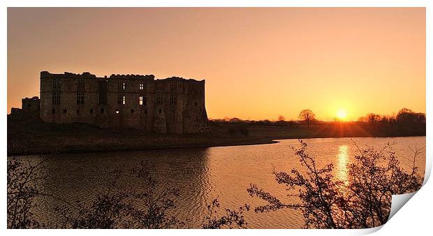  Sunset over Carew Castle Print by Mandy Llewellyn