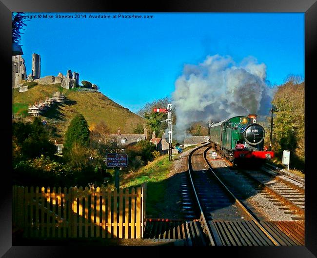  Santa Special approaching Corfe Framed Print by Mike Streeter