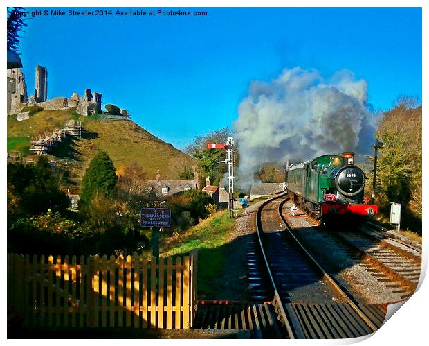  Santa Special approaching Corfe Print by Mike Streeter