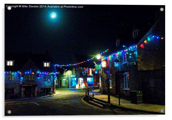  Moon Over Corfe Acrylic by Mike Streeter