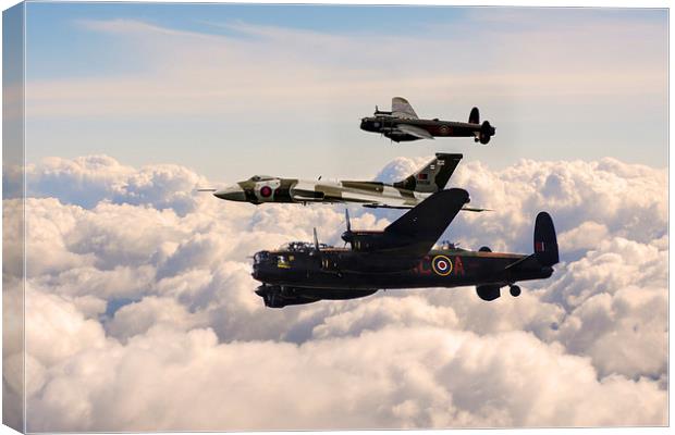 Avro Lancasters and Vulcan  Canvas Print by J Biggadike