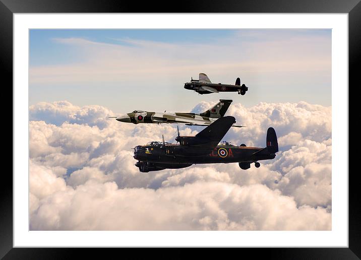Avro Lancasters and Vulcan  Framed Mounted Print by J Biggadike
