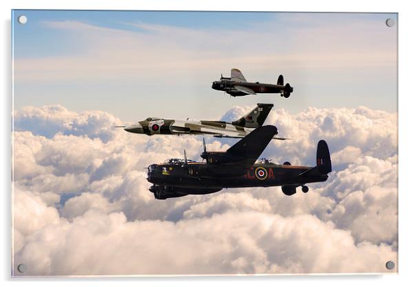 Avro Lancasters and Vulcan  Acrylic by J Biggadike