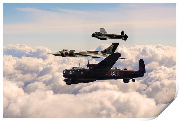 Avro Lancasters and Vulcan  Print by J Biggadike