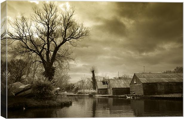 Hickling Boat Sheds Canvas Print by Stephen Mole