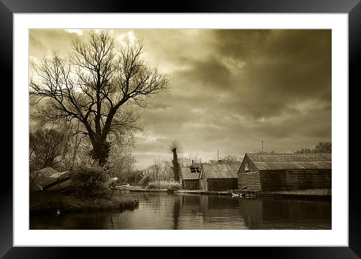 Hickling Boat Sheds Framed Mounted Print by Stephen Mole