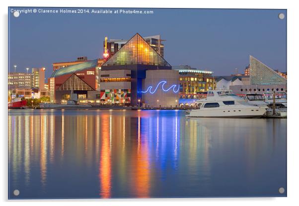Baltimore National Aquarium at Twilight I Acrylic by Clarence Holmes