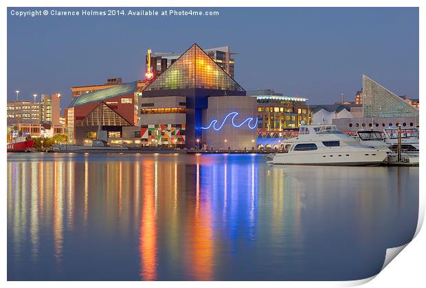 Baltimore National Aquarium at Twilight I Print by Clarence Holmes