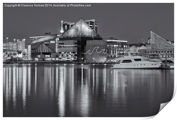 Baltimore National Aquarium at Twilight II Print by Clarence Holmes